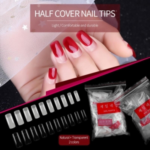 HALF COVER SQUOVAL NAIL TIPS CLEAR 500 TIPS - IMAGE 1