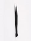 STAINLESS STEEL POINTED TWEEZERS WITH SILICONE END - BLACK