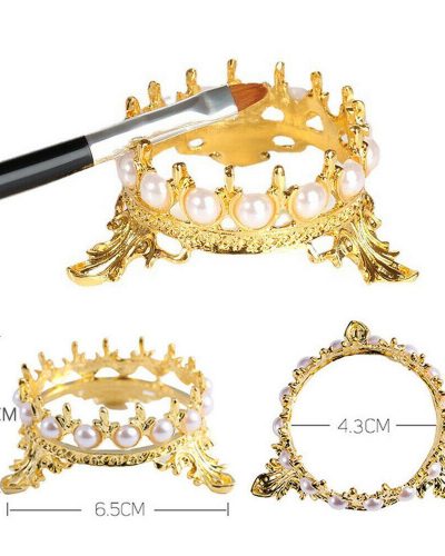 VINTAGE STYLE PEARL CROWN NAIL ART BRUSH HOLDER - IMAGE 1