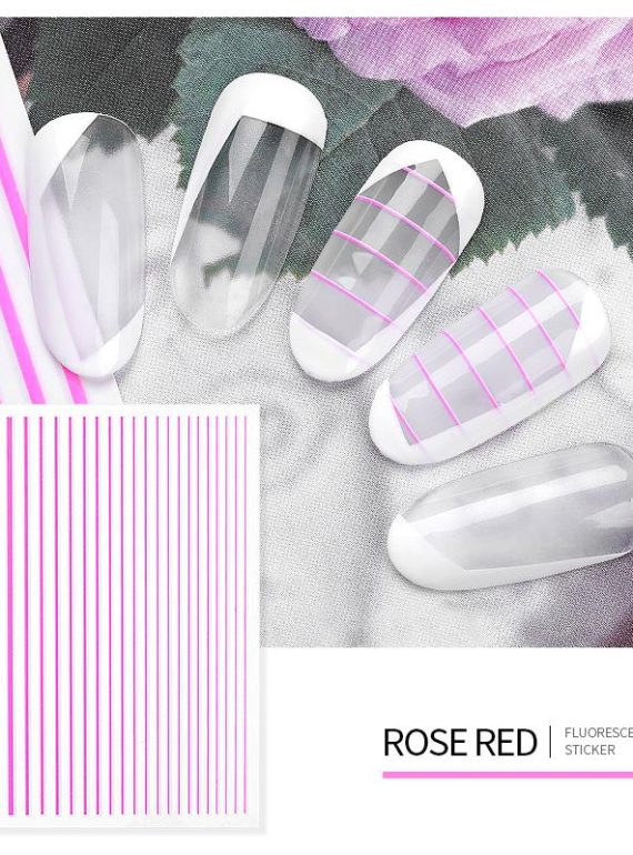 FLUORESCENT NAIL STICKERS - ROSE RED