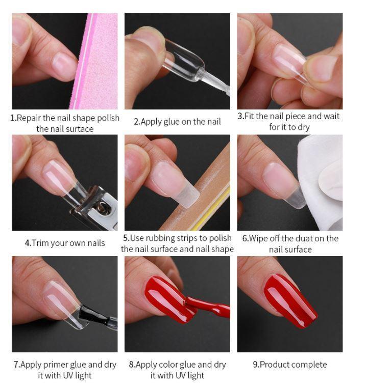 FULL COVER LONG POINTED NAIL TIPS CLEAR - IMAGE 5